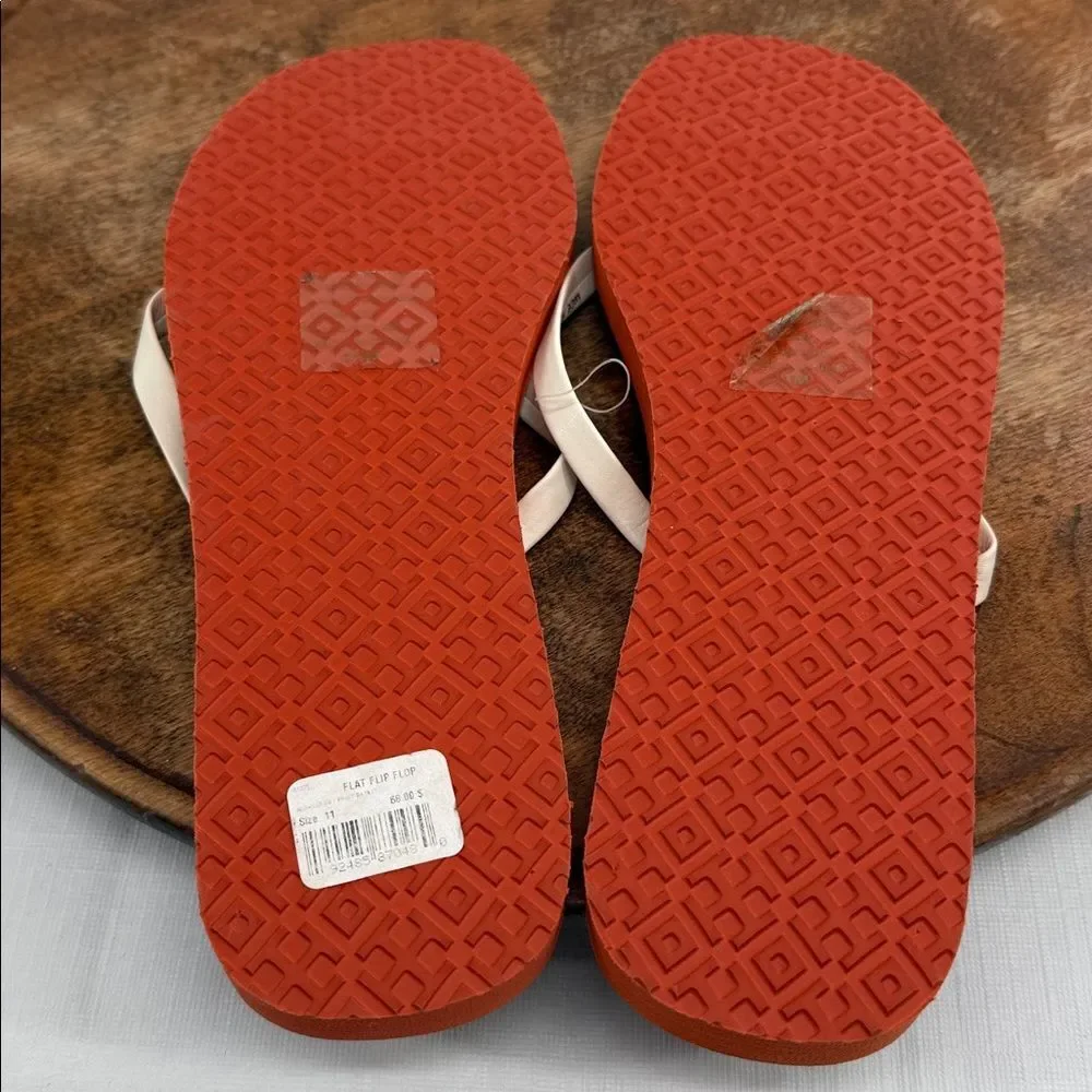Tory Burch Sandals Wm 11 Thong Flip Flops Fall Orange Cream Cloud/Fruit Basket - Picture 8 of 9